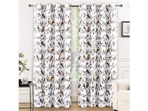 DriftAway Maeve Bird and Branch Printed Pattern Blackout Thermal Insulated Window Curtain Grommet 2 Layers 2 Panels 52 Inch by 84 Inch Natural
