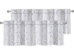 DriftAway Mackenzie Abstract Floral Pattern Window Treatment Valance Rod Pocket 50 Inch by 18 Inch Plus 2 Inch Header Blue Gray