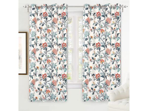 DriftAway Claire Watercolor Floral Leaves Room Darkening Thermal Insulated  Tie Up Curtain for Kitchen Bathroom Small Window Adjustable Balloon Tie Up