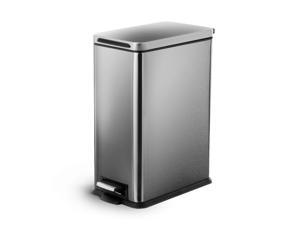 Home Zone Living 4.4 Gallon Kitchen Trash Can, Slim Stainless Steel, Step Pedal, 16.7 Liter