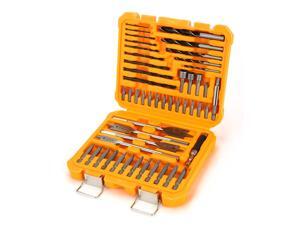 MOTORHEAD 50-Piece Screwdriver & Drill Bit Set, Woodworking, Flat Spade Paddle Bits, Pilot Point, Black Oxide, Socket Nut Drivers, 1/4 Phillips, Slot, Square, Torx, Magnetic Impact Screw Drive Guide