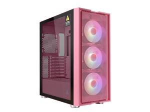 GOLDEN FIELD MAGE-P Computer Case Gaming PC ATX/MATX/ITX Case Mid Tower with 3 Colorful LED Fans Tempered Class Side Panel, Mesh Front Panel