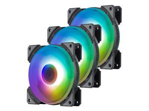 GOLDEN FIELD MH-F Colorful PC Case Fan 120mm Rainbow Color Silent LED Cooling Fan for Computer PC Case CPU Cooler Radiator(3 Pack)