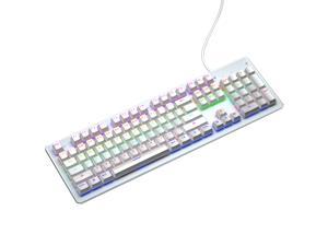 Chuang Gaming KU20 Mechanical Gaming Keyboard, RGB Backlit Wired Keyboard with Blue Switches & ABS Keycaps, Splash-Proof Function with Ergonomic Design, White