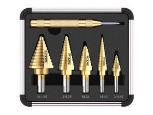 TACKLIFE Step Drill Bit Set With & Automatic Center Punch, Total 50 Sizes PDH06A