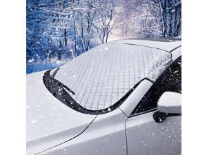 helloleiboo Car Windshield Snow Cover Ice Cover with 2 Layers Protection, Waterproof Sunshade Universal Fit Most Car, SUV, Truck, Van