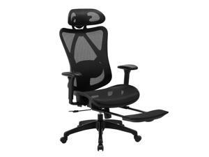 Deluxe Ergonomic Mesh Office Chair with Footrest, Versle Adjustments - Black Deluxe Ergonomic Mesh Office Chair with Footrest, Versle Adjustments - Black