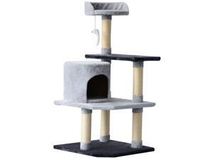 39" Cat Tree Condo Furniture Scratcher with Hanging Toy Grey 39" Cat Tree Condo Furniture Scratcher with Hanging Toy Grey