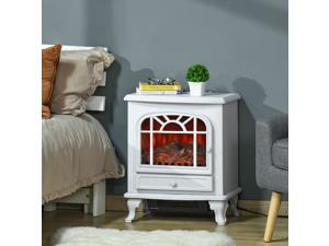 Freestanding Electric Fireplace, Adjustable Realistic Flame Effect White Freestanding Electric Fireplace, Adjustable Realistic Flame Effect White