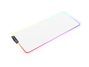 Rukario White RGB Gaming Mouse Pad | Version 2 | 15 Led Lighting Modes | Soft & Smooth Microfiber | Waterproof | 31.5 x 11.8 inches | 4mm thickness | Large Extended Mousepads | XL Computer Desk Mat