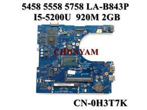 I5-5250U 920M 2G For inspiron 5558 5458 5758 Laptop Notebook Motherboard LA-B843P CN-0H3T7K H3T7K Mainboard 100%Tested