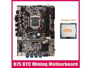 B75 BTC Mining Motherboard+Random CPU LGA1155 8XPCIE USB Adapter Support 2XDDR3 MSATA B75 USB BTC Miner Motherboard