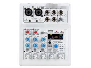 Sound Card Audio Mixer Sound Board Console Desk System Interface 4 Channel USB 48V Vision Power Stereo (US Plug)