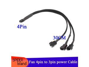 48" 3 pin to 3 pin Extension Power PC Fan Cable Black Sleeved FC33-48BKS 