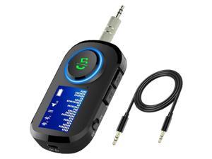 Bluetooth 5.0 Transmitter and Receiver with Digital Display Screen,HandsCalls,3D Surround Sound for Car Home Stereo