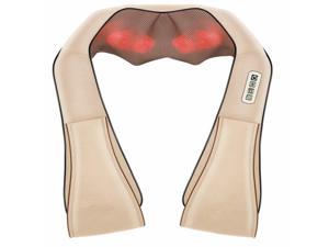 NAIPO NECK AND SHOULDER SHIATSU KNEADING MASSAGER WITH HEAT - DEEP TISSUE 3D ELECTRIC MASSAGE PILLOW, OFFICE, HOME, CAR, BEIGE MGS-801