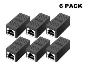 Ethernet Coupler,RJ45 Coupler,RJ45 Inline Coupler,Network Coupler, for Cat7/Cat6/Cat5e/cat5 Ethernet Cable Extender Connector - Female to Female, Black 6 Pack