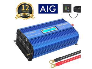 1500W Pure Sine Wave Power Inverter DC 12v to AC 110v-120v with 4.8A Dual USB Ports and Remote Control LCD Display for Home RV Truck 