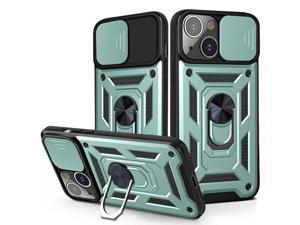 Rugged Shockproof Heavy Duty Phone Case Armor Ring Stand for iPhone 13 Mini Pro MaxFor iPhone 13 Green