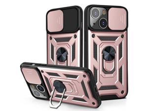 Rugged Shockproof Heavy Duty Phone Case Armor Ring Stand for iPhone 13 Mini Pro MaxFor iPhone 13 Pro Max Rose Gold