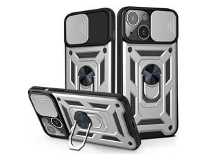 Rugged Shockproof Heavy Duty Phone Case Armor Ring Stand for iPhone 13 Mini Pro MaxFor iPhone 13 Silver