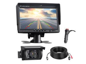 TOGUARD Backup Camera System Kit 7" LCD Reversing Camera Monitor, 18 IR Night Vision IP67 Waterproof Rear View Back Reverse Camera Parking Sensors for Truck/RV/Trailer/Bus/Vans/Vehicle