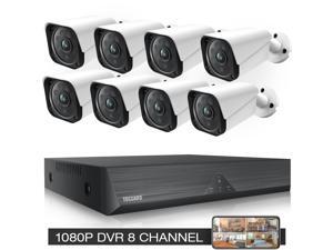TOGUARD 8CH 1080P DVR Security Camera System Home Outdoor Wired Security Surveillance Cameras with 8 x AHD Camera Infrared  Night Vision,Motion Detection & Email Alert,24/7 Video Surveillance