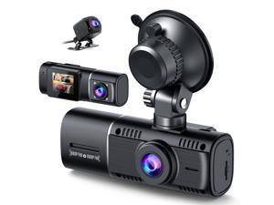 TOGUARD 3 Channel Dash Cam Car Camera Driving Recorder 1080P(Front)+720P(inside)+720P(Rear) with IR Night WDR Vision Motion Detection Parking Monitoring