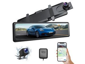 TOUGARD 12” Mirror Dash Cam 4K+1080P Dual Camera with GPS WiFi Car Camera Driving Recorder with Touch Screen Voice Control Parking Monitor G-sensor Lock Parking Assist Waterproof Rear Camera