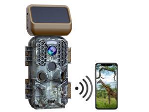 CAMPARK Solar Powered Trail Camera 4K Native 30MP WiFi Bluetooth Game Camera with Night Vision Motion Activated Waterproof Hunting Trail Cam for Wildlife Monitoring MP4 Video Deer Camera