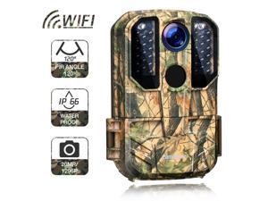 CAMPARK WiFi Trail Camera 20MP 1296P Remote Control Hunting Game Camera with Night Vision Motion Activated and IP66 Waterproof for Outdoor Wildlife 120° Monitoring