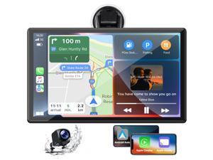 CAMPARK 9 Inch Portable Wireless Apple Carplay  Android Auto 1080P Full HD Touch Car Play GPS Navigation Screen Radio Receiver Car Stereo with Mirror Link Reverse Camera Bluetooth FM Siri