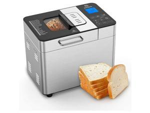 Bread Maker with Automatic Fruit Dispenser, Stainless Steel Bread Machine 2LB