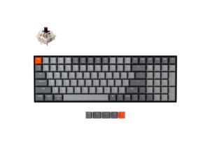Keychron K4 Hot Swappable Mechanical Gaming Keyboard, Gateron Brown Switch White LED Backlit Compact 100 Keys Wireless Bluetooth 5.1/Wired USB C Computer Keyboard for Mac Windows PC Gamer-Version 2