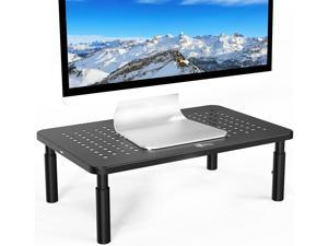Monitor Stand Riser for Computer, Laptop, Printer, Notebook and All Flat Screen Display with Vented Metal Platform and 3 Height Adjustable Underneath Storage, 1 Pack, Black