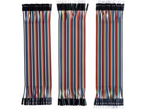 120pcs Multicolored Dupont Wire 40pin Male to Female, 40pin Male to Male, 40pin Female to Female Breadboard Jumper Wires Ribbon Cables Kit Compatible with Arduino Projects