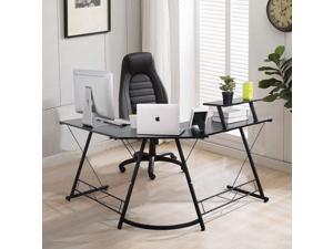 INC L-Shaped Desk Gaming Computer Corner Desk Home Office Desk Study Writing Table with Large Monitor Stand for PC Laptop Workstation, Black 50.6 x 50.6 x 29.2 in