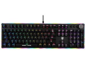 Mechanical Gaming Keyboard RGB LED Backlit USB Wired Gaming Keyboard with Blue Switches for Windows Mac Gaming PC 100% Anti-Ghosting(104 Keys, Black)