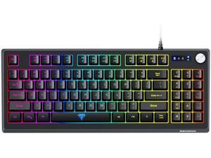 Gaming Keyboard, RGB LED Rainbow Backlit Small Wired Keyboard with 89 Keys and Multimedia Shortcus,Mechanical Feeling Keyboard with 25 Anti-ghosting Keys for Computer Gamer PC Mac