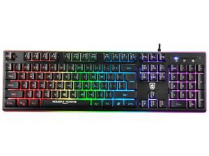 RGB Gaming Keyboard,104 Keys USB Wired Gaming Keyboard with Customizable RGB Backlight, Mechanical Feeling Gaming Keyboard,12 Multimedia Keys for PC Mac Laptop PS4 Xbox