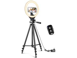 Samsung Meifigno 10 Ring Light with Tripod Stand Dual Phone Holders 3 Light Modes 10 Levels 10 Inch LED Selfie Ring Light for Video Conference & Live Stream Compatible with iPhone Pixel Etc 