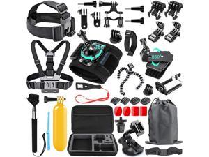 48in1 Accessories Kit for GoPro Hero 10 9 8 Max 7 6 5 4 3 3 2 1 Black GoPro 2018 Session Fusion Silver White Insta360 DJI AKASO APEMAN YI Campark XIAOMI Action Camera Carrying Case