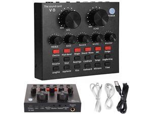 Sound Mixer Board, Live Sound Card for Live Streaming, Voice Changer Sound Card with Multiple Sound Effects(Black)