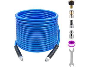 Pressure Washer Sewer Jetter Kit - 4000 PSI 1/4 inch NPT, Hydro Drain Jetter Cleaner Hose, Rotating Sewer Jetting Nozzle with wrench, Orifice 4.0, 4.5, 50 FT
