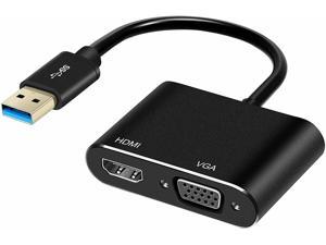 USB to HDMI VGA Adapter, USB3.0 to VGA HDMI Adapter Converter Support HDMI VGA