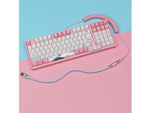 YUNZII AKKO Coiled Keyboard Cable with Aviator USB Cable for Type-C Mechanical Gaming Keyboard - Sakura