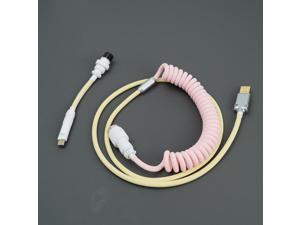 YUNZII Custom Coiled Aviator USB Cable for Type-C Mechanical Gaming Keyboard-Lemon Pink