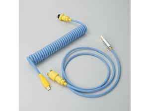 YUNZII Custom Coiled Aviator USB Cable for Type-C Mechanical Gaming Keyboard-Lemon Blue