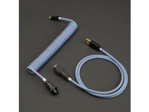 YUNZII Custom Coiled Aviator USB Cable Cord for Type-C Mechanical Gaming Keyboard - Arctic