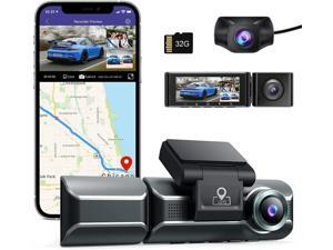 AZDOME M550 Dash Cam 3 Channel, Front Inside Rear 1440P+1080P+1080P Car Dashboard Camera Recorder, 4K+1080P Dual, 3.19" IPS, Built in WiFi GPS, IR Night Vision, Capacitor, Parking Mode, with 32GB Card AZDOME M550 Dash Cam 3 Channel, Front Inside Rear 1440P+1080P+1080P Car Dashboard Camera Recorder, 4K+1080P Dual, 3.19" IPS, Built in WiFi GPS, IR Night Vision, Capacitor, Parking Mode, with 32GB Card